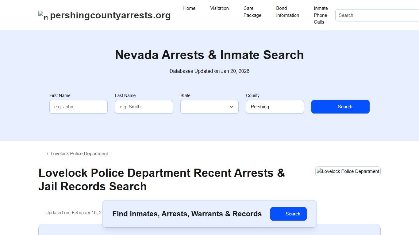 Lovelock Police Department, NV Arrests, Records, Jail Roster Lookup